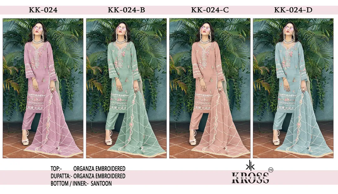 *_BRAND NAME_*:- *KROSS KULTURE*

*_D.NO_*:- KK 24 ( 4 PC SET )

*_TOP_* :- HEAVY ORGANZA WITH EMBRO uploaded by Ahmed fashion on 7/3/2023