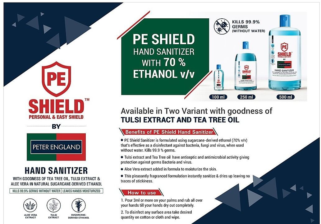 Peter England (Tulsi/Tree Tea Oil) with Alove vera sanitizer uploaded by Adonis Inc on 7/15/2020