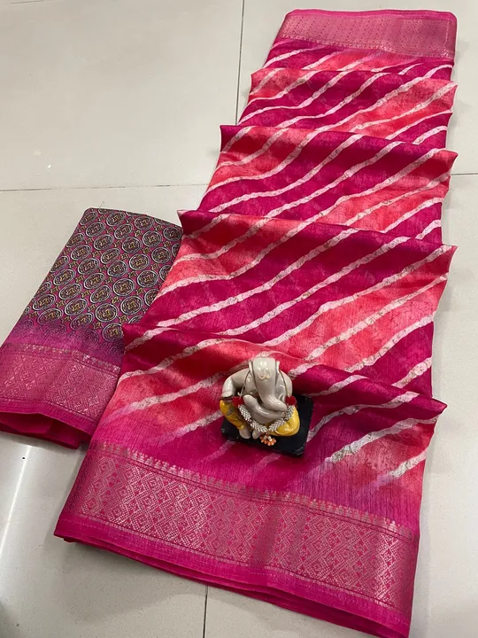 Cotton silk fabric with lahariya print  uploaded by Krishna fashion on 7/4/2023