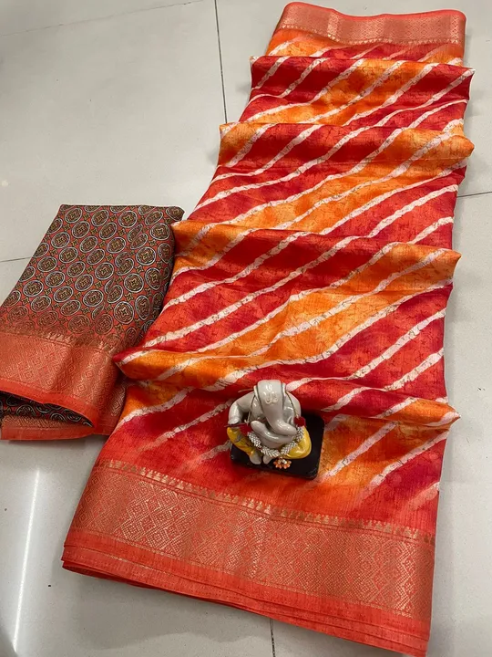 Cotton silk fabric with lahariya print  uploaded by Krishna fashion on 7/4/2023