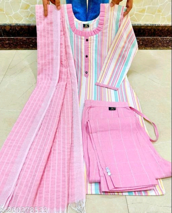 Post image ₹400
Kurta Sets
Name: Kurta Sets
Fabric: Cotton
Sleeve Length: Three-Quarter Sleeves
Pattern: Striped
Combo of: Single
Sizes:
S, M, L
Country of Origin: India
