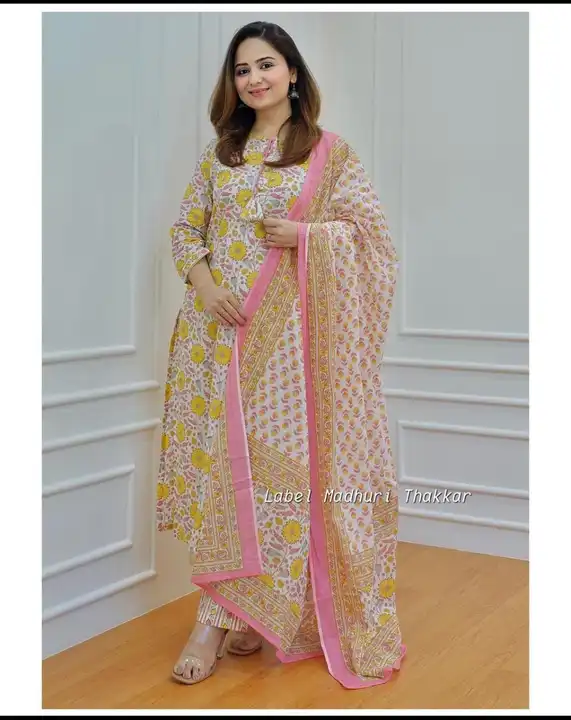 Pure cotton kurta pant and dupatta set  uploaded by Aleexa Outlet on 7/4/2023