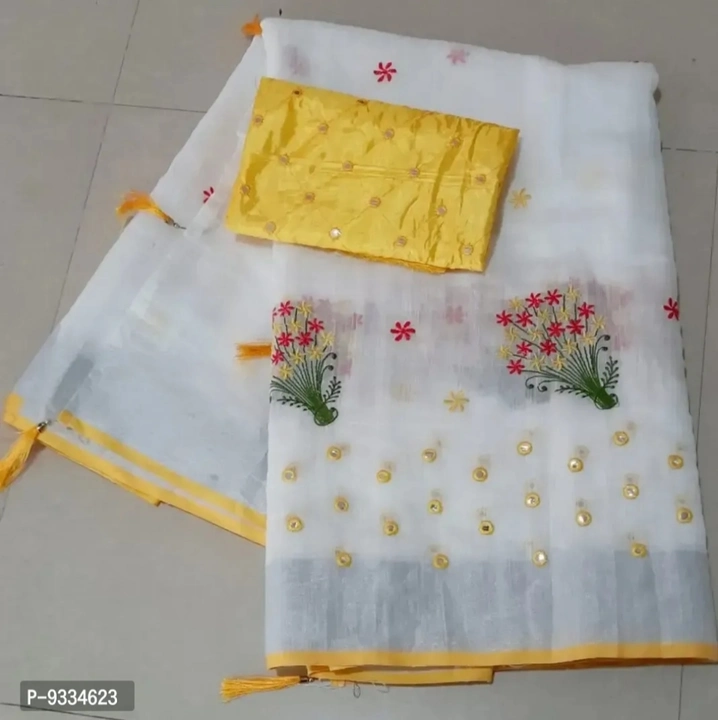 Classic chanderi Cotton embroidered saree with blouse piece uploaded by Uma Fashion on 7/4/2023