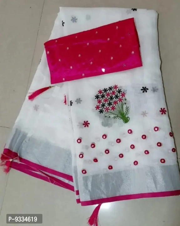 Classic chanderi Cotton embroidered saree with blouse piece uploaded by Uma Fashion on 7/4/2023