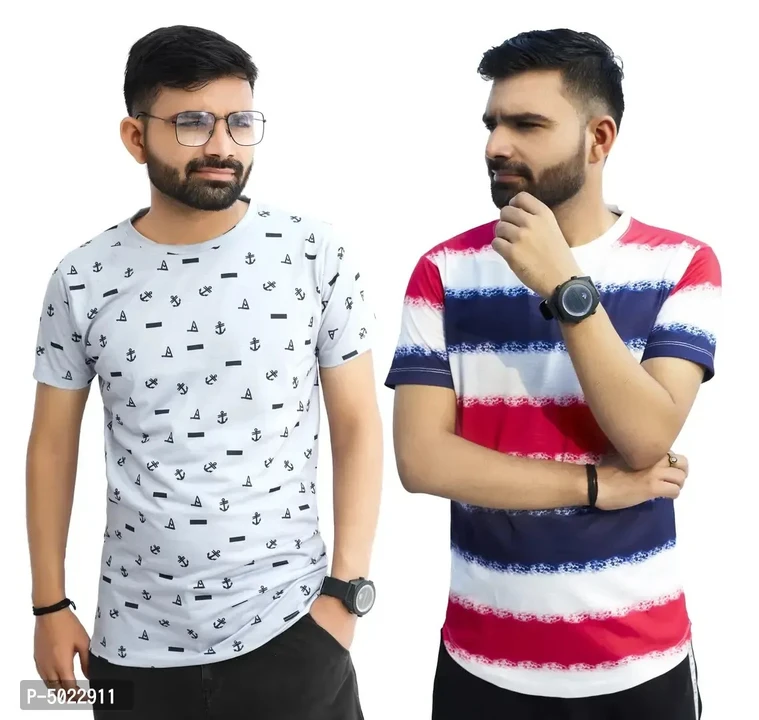 Stylish Digital Printed Round Neck Casual T-shirt for Men (Pack of 2)cash on delivery  uploaded by business on 7/4/2023