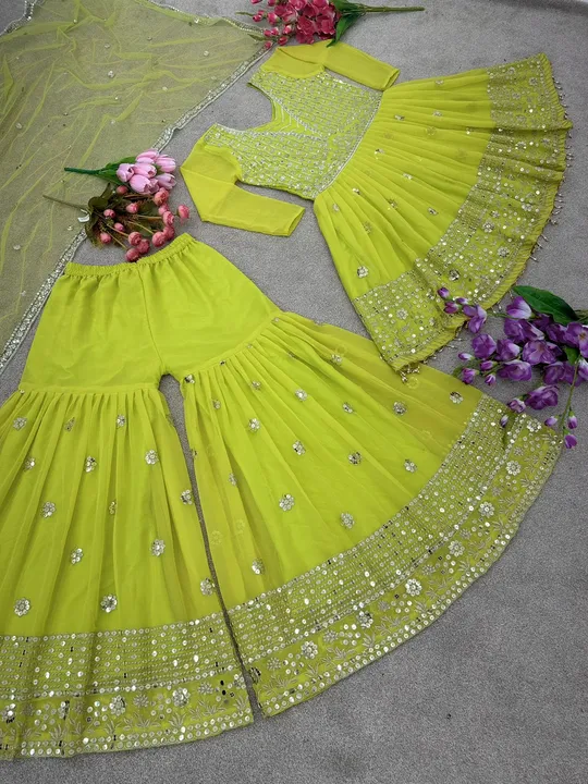 *Sr-1554*

🧵*Fabric Detail*🧵

👚* Top *👚
*Top Fabric *         :Faux Georgette With 5mm Heavy Emb uploaded by Ahmed fashion on 7/4/2023