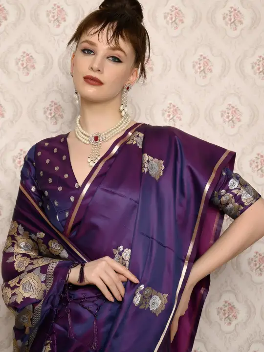 PURPLE SOFT SILK SAREE  uploaded by Mukesh Saree Centre on 7/4/2023