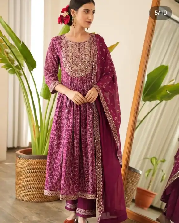 Fabric cotton embroidered kurta with pants & duptta* uploaded by Pink city creations  on 7/4/2023