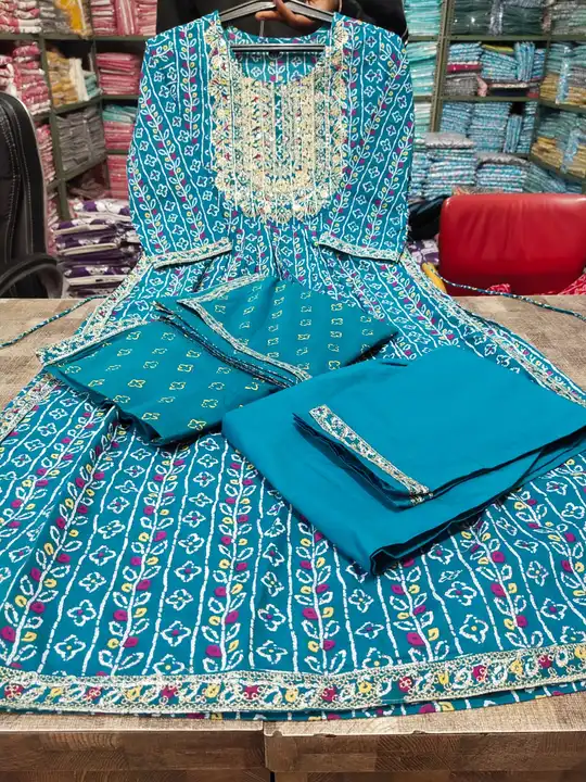 Fabric cotton embroidered kurta with pants & duptta* uploaded by Pink city creations  on 7/4/2023