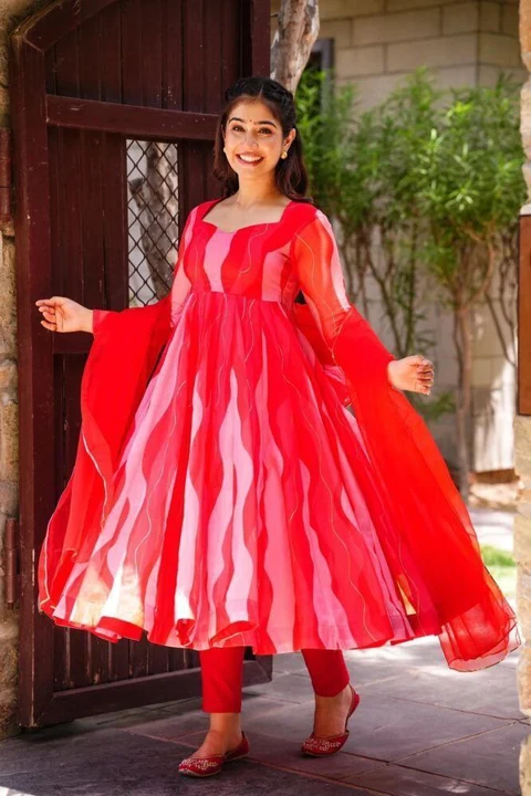RED TABY SILK GOWN uploaded by RASHMIKA FASHION on 7/4/2023