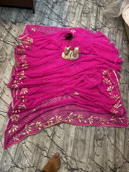 *Beautiful design saree* 60 grm gorgete saree with running blouse heavy gota patti work  600+$ uploaded by Gotapatti manufacturer on 7/5/2023