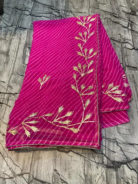 *Beautiful design saree* 60 grm gorgete saree with running blouse heavy gota patti work  600+$ uploaded by Gotapatti manufacturer on 7/5/2023
