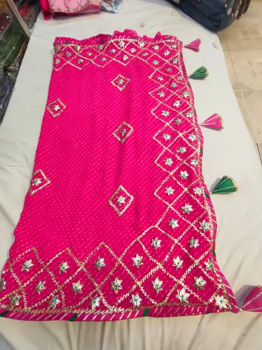 *Beautiful design saree* 60 grm gorgete saree with running blouse heavy gota patti work  850+$ 
Reda uploaded by Gotapatti manufacturer on 7/5/2023
