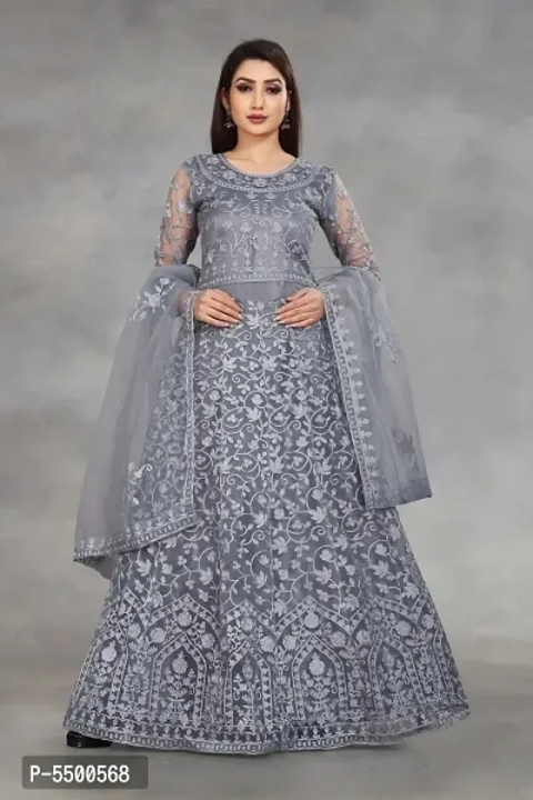 Women's Net Embroidered Semi-Stitched Gown uploaded by wholsale market on 7/5/2023