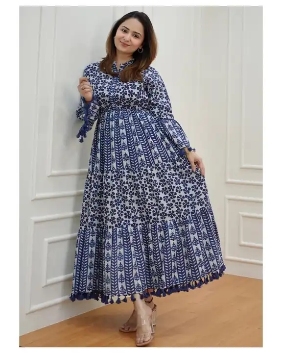 Women printed kurta with pompom lace uploaded by business on 7/5/2023