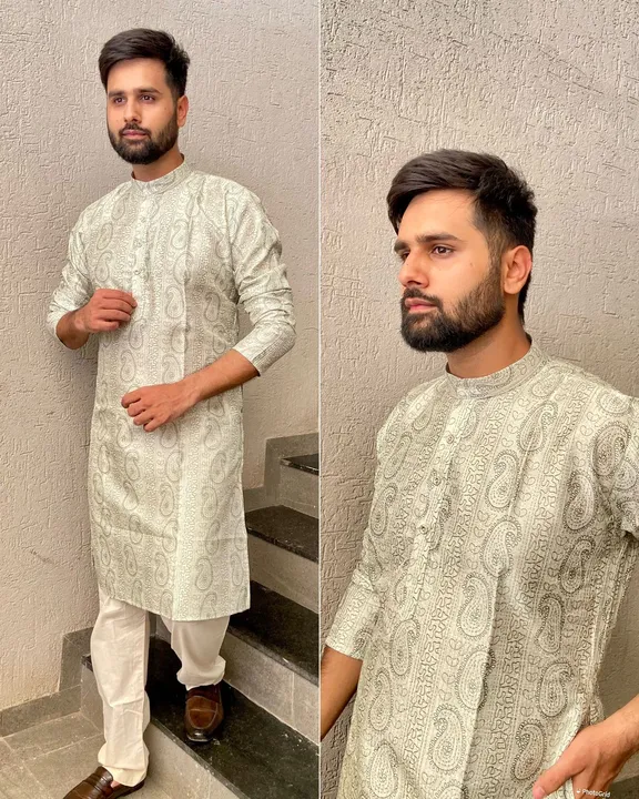 *Manyavar* 🤴
Kurta pyjama Series 

_Functions and Party wear Kurtas in Hit Prints_ 

*Fabric:* Pure uploaded by BOKADIYA TEXOFIN on 7/5/2023