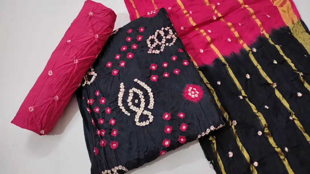 Traditional Bhandhej Suit Unstitched Fabric Set of 3 uploaded by Laven Exclusive on 7/5/2023