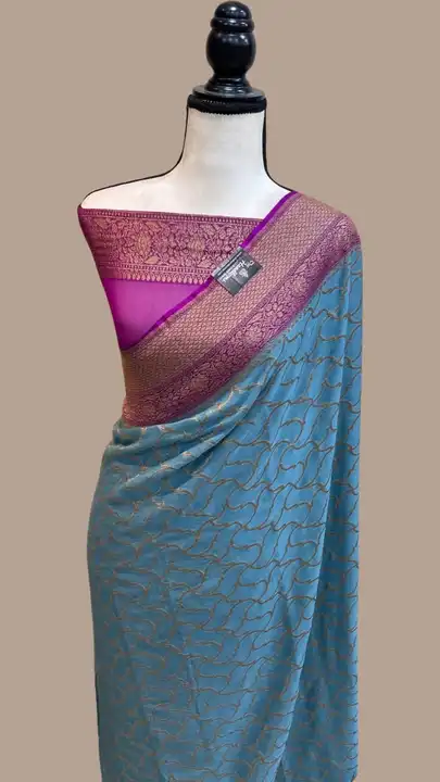 Banarasi daybal semi Georgette silk sarees uploaded by business on 7/5/2023