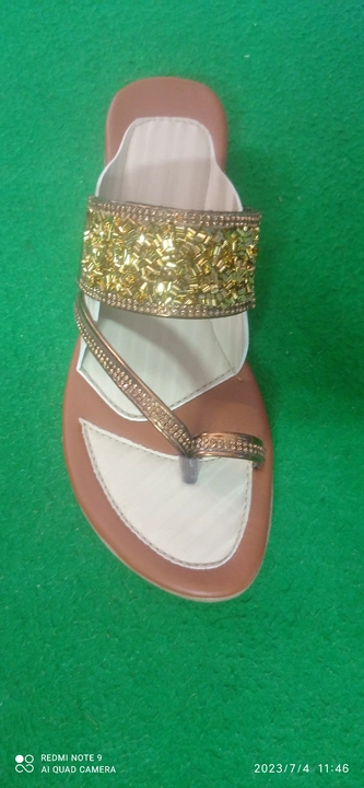 Ladies flat fancy slippers flip flop ( chappal ) uploaded by business on 7/5/2023