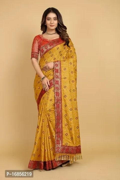 Silk Blend Chunadi Jhalar Sarees With Blouse Piece uploaded by wholsale market on 7/5/2023