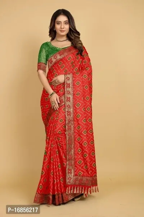 Silk Blend Chunadi Jhalar Sarees With Blouse Piece uploaded by wholsale market on 7/5/2023
