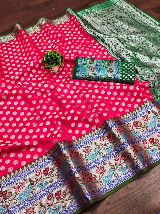Pure Silk kanchipuram Saree With Unstitched Blouse uploaded by Manasvi Enterprise on 7/5/2023