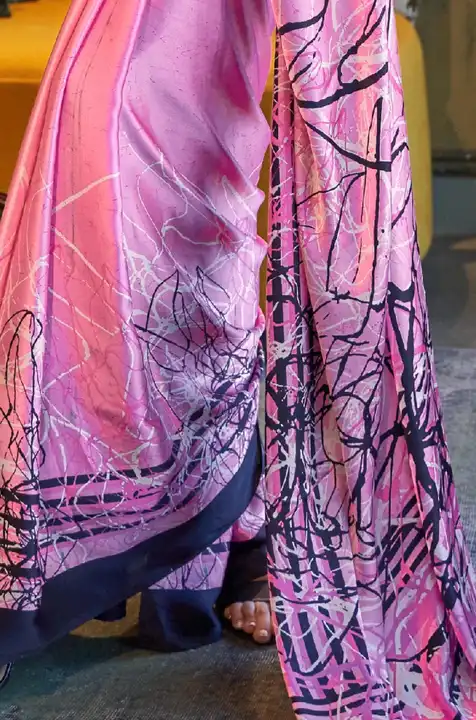 BABY PINK JAAL SATIN CREPE SAREE uploaded by Mukesh Saree Centre on 7/5/2023