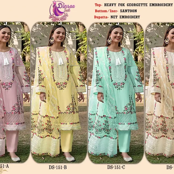 *NEW LAUNCHING*
*BRAND NAME-DINSAA SUIT*
                 
    _*D NO-:D S 151*
        *ABCD*
      uploaded by Ahmed fashion on 7/5/2023