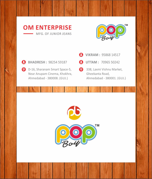 Visiting card store images of Om enterprise