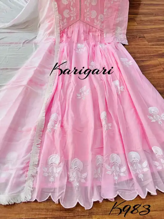 Karigari  by Dkh*
*K983*

Premium cotton mul aliya cut gown uploaded by Mk Royal hub on 7/5/2023