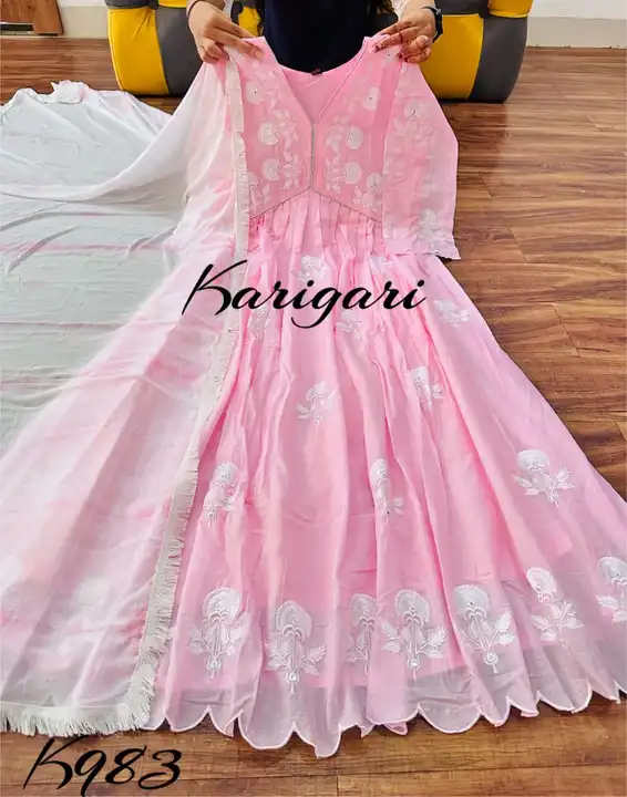 Karigari  by Dkh*
*K983*

Premium cotton mul aliya cut gown uploaded by business on 7/5/2023