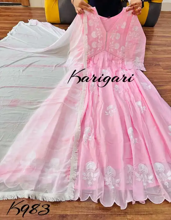 Karigari  by Dkh*
*K983*

Premium cotton mul aliya cut gown uploaded by Mk Royal hub on 7/5/2023