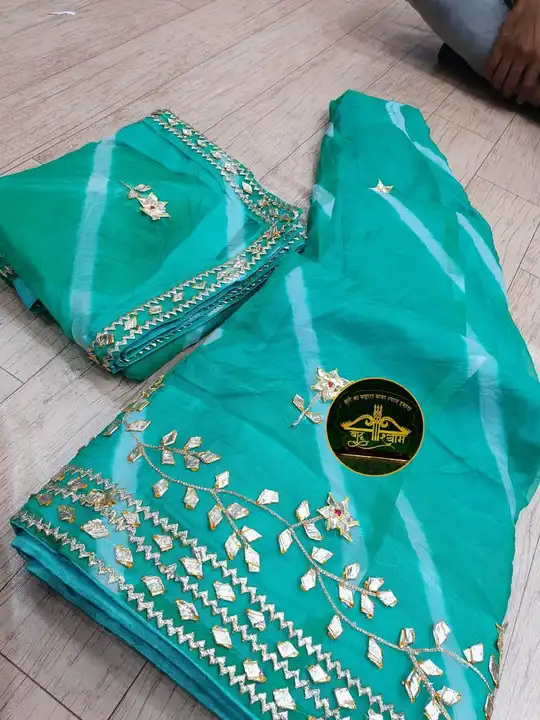 🌠NEW LAUNCH
👉 orgenja lehnga 

👉Pure Orgenja fabric 

👉pure kacha gota work

👉Blouse same as le uploaded by Gotapatti manufacturer on 7/6/2023