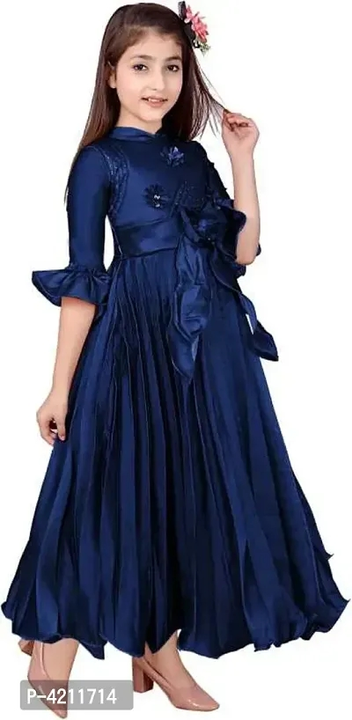 Partywear Solid Silk Dress for Girls uploaded by wholsale market on 7/6/2023