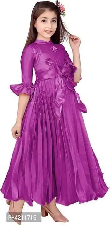 Partywear Solid Silk Dress for Girls uploaded by wholsale market on 7/6/2023