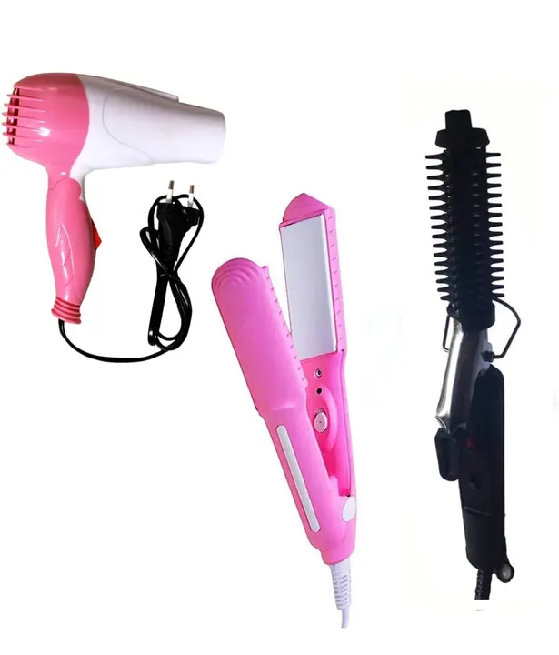  Combo of Hair Dryer NV-1290 (1000W, Pink & White), Hair Str uploaded by Heer Beauty Store  on 7/6/2023