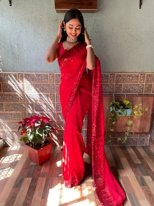 *Presenting You Most Beautiful 1 Min Seqwance Saree Collection With Our Own Real  Modeling Shoot😍😍 uploaded by Aanvi fab on 7/6/2023
