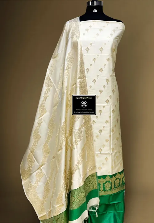 *BANARASI KATAN SUIT*🥰 @( New collection )@

*Banarasi Katan silk golden Zari Weaving suit with Ban uploaded by Aanvi fab on 7/6/2023