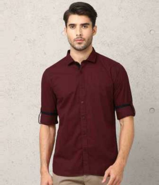Urban Fort Men Slim Fit Solid Collar Maroon Casual Shirt uploaded by business on 3/15/2021