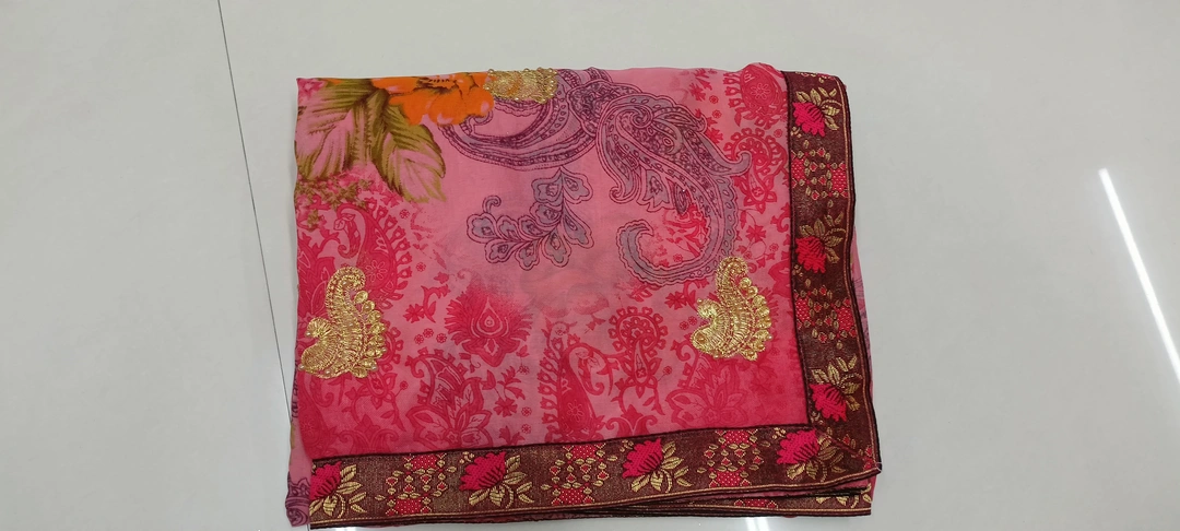 Print saree with embroidery uploaded by business on 7/6/2023