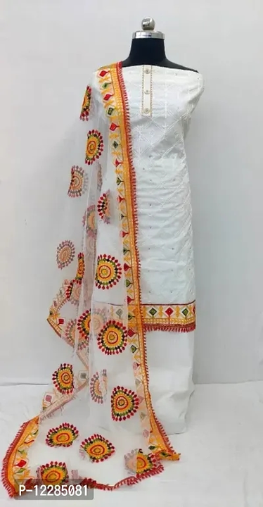 Fancy Womens Cotton Aari Work Dress Material with Dupatta uploaded by wholsale market on 7/6/2023