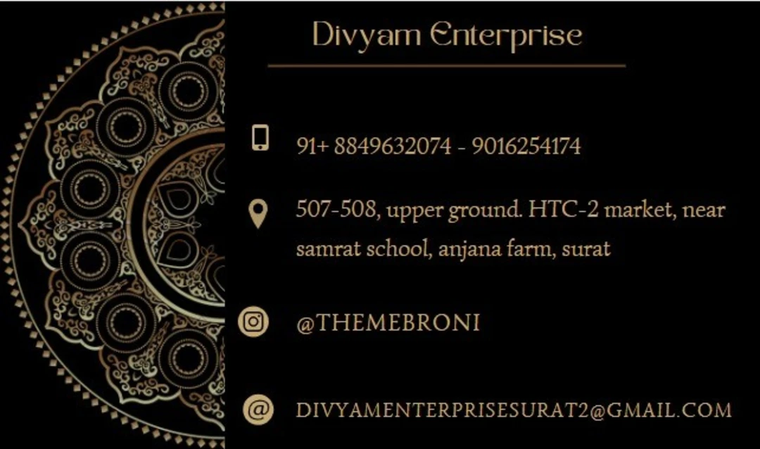 Visiting card store images of Divyam Enterprise