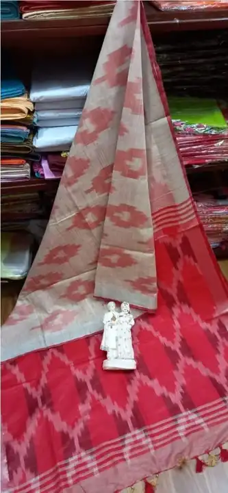 Cotton ikket saree uploaded by business on 7/6/2023