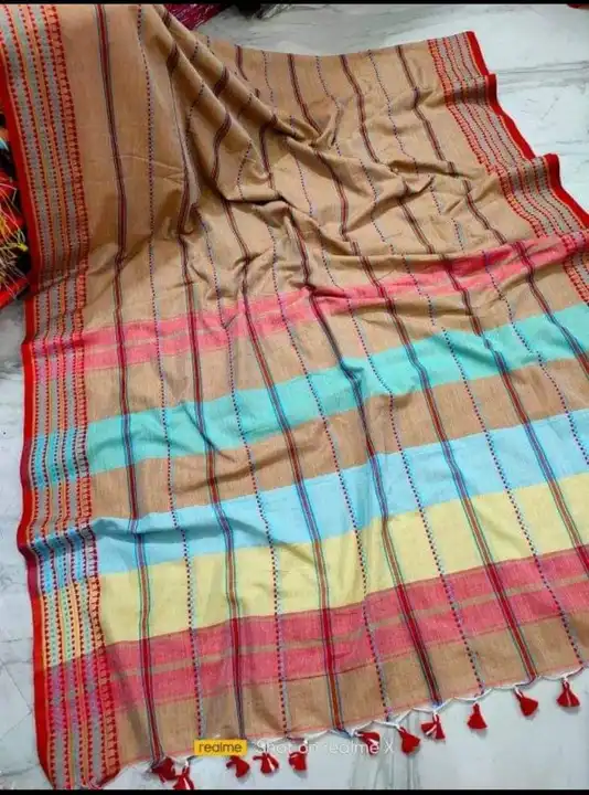 Handloom cotton cheak saree  uploaded by Santipur saree on 7/6/2023