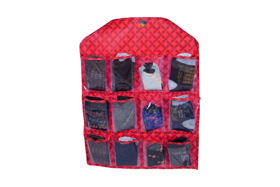 Red check print multipurpose wardrobe organizer 12 pocket  uploaded by SAMRATHAL INDUSTRIES on 7/7/2023