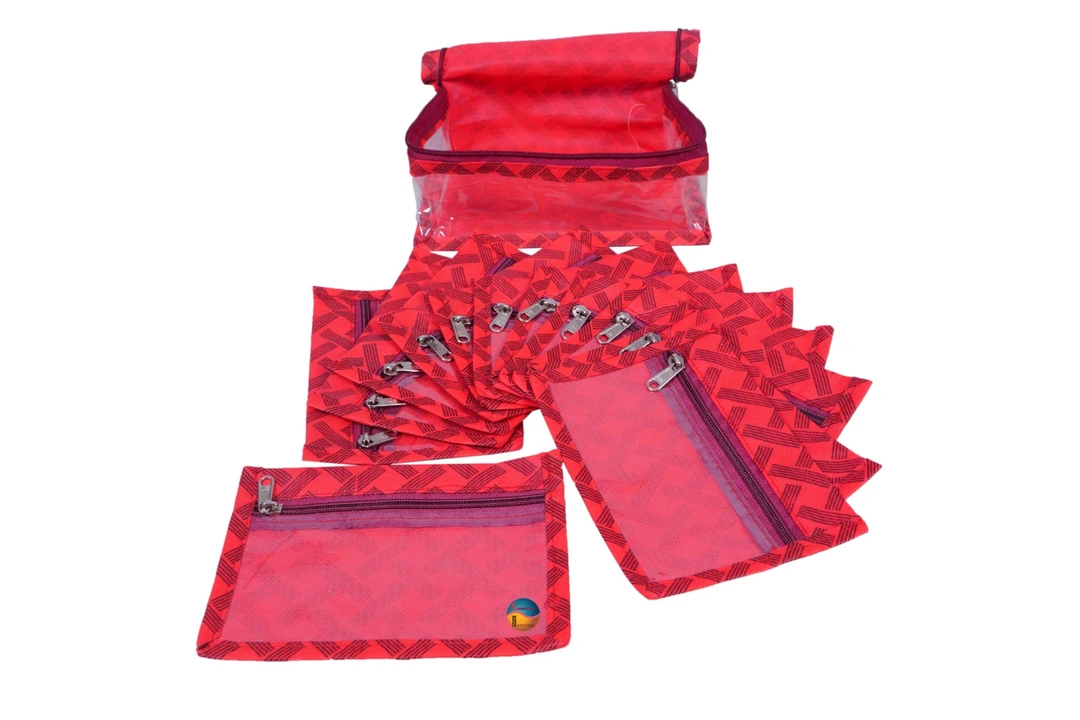Red check print jawelry organizer kit with 12 pouch  uploaded by SAMRATHAL INDUSTRIES on 7/7/2023