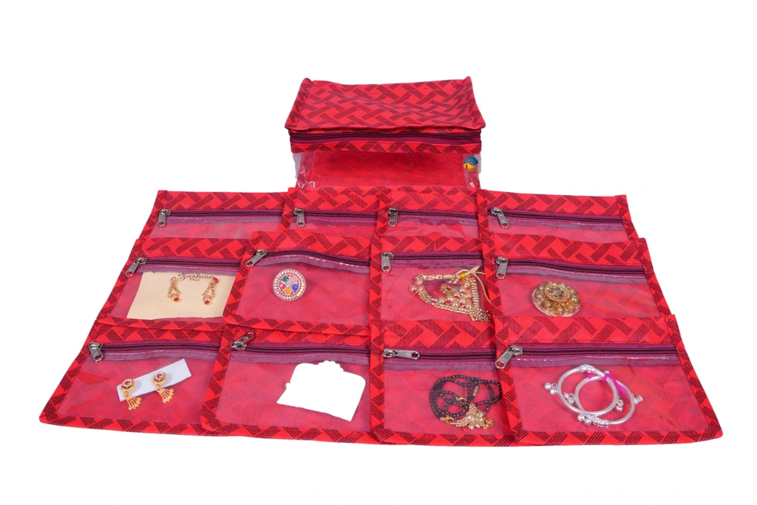 Red check print jawelry organizer kit with 12 pouch  uploaded by SAMRATHAL INDUSTRIES on 7/7/2023