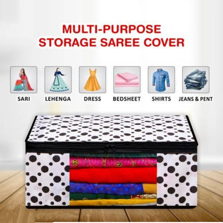 Black dots non-woven fabric saree cover clothes cover wardrobe organizer  uploaded by SAMRATHAL INDUSTRIES on 7/7/2023