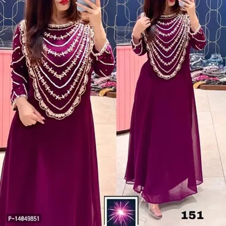 Attractive Georgette Gowns With Zari and Embroidered Work uploaded by wholsale market on 7/7/2023