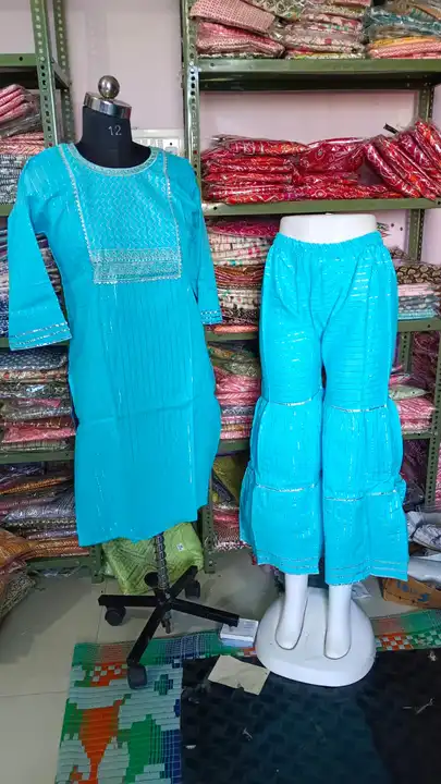 Lutex cotton with embroidery work kurta with sharara uploaded by Kabir Fashion World on 7/7/2023
